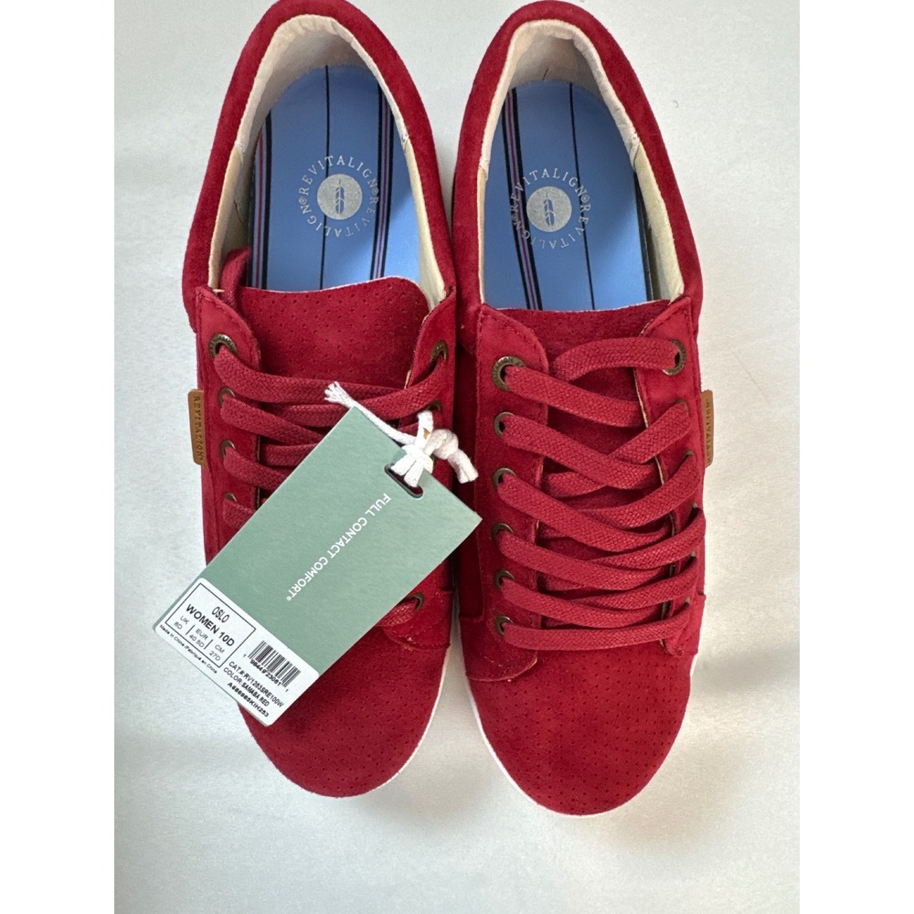 Revitalign Oslo Womens 10 Samba Red Suede Orthotic Sneakers NIB